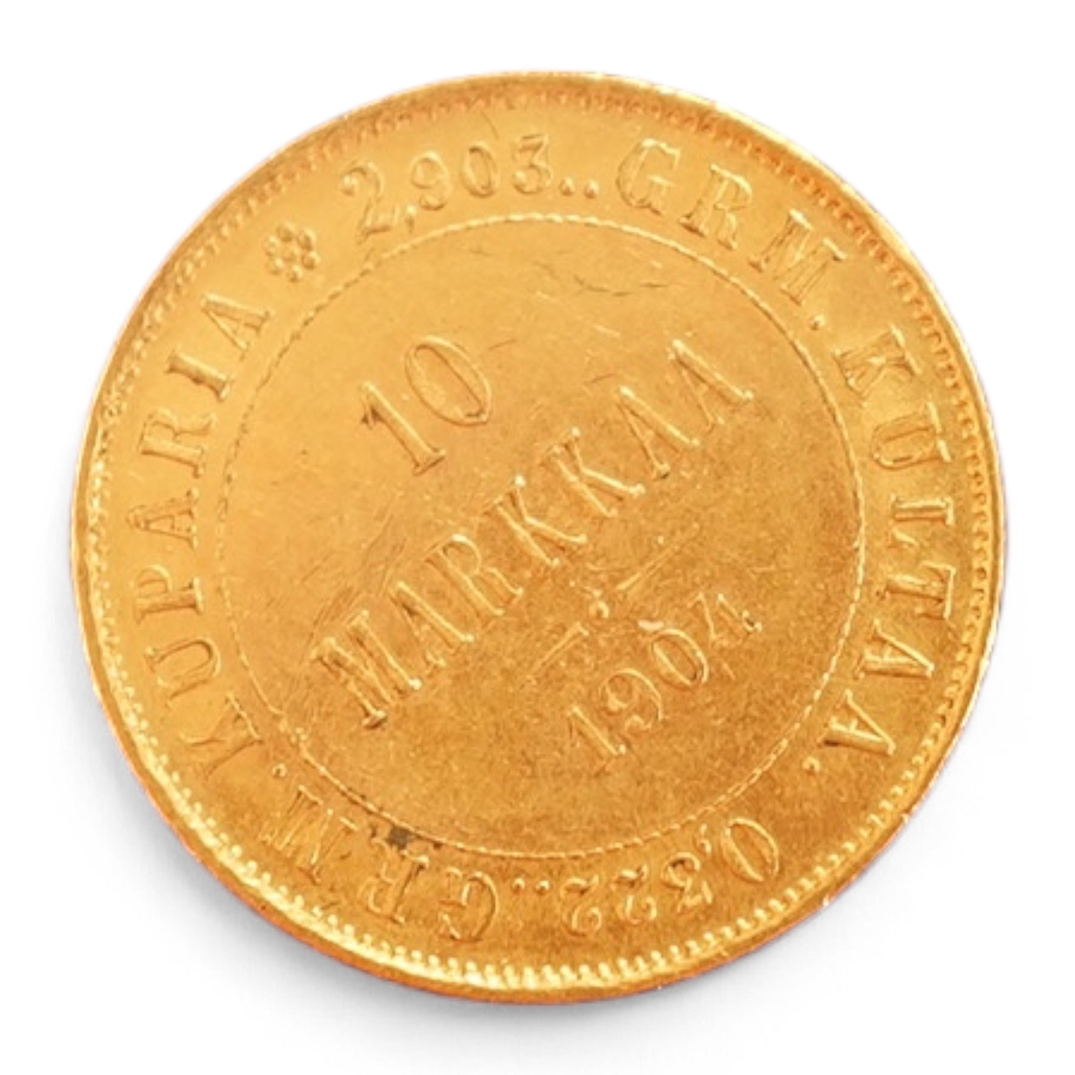 Gold coins, Finland, gold 10 Markkaa, 1904, good VF